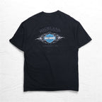 HARLEY DAVIDSON 00s Made in USA Blue Fire Pattern Double-Sided Print T-Shirt 2XL Black SOMERSET Big Size