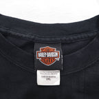 HARLEY DAVIDSON 00s Made in USA Blue Fire Pattern Double-Sided Print T-Shirt 2XL Black SOMERSET Big Size