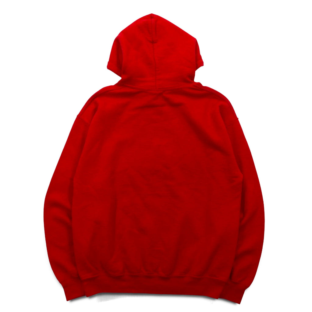 GILDAN Pullover Hoodie M Red Cotton Fleece Lining EAST PATRIOTS OLDHAM