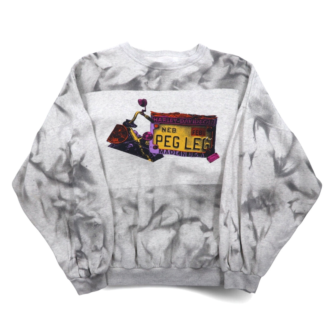 HARLEY DAVIDSON USA made tie-dye sweatshirt L Grey Printed cotton Fleece lining