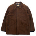 日本然リトテ-古着オンライン-Columbia 90年代 レザー カーコート L ブラウン 裏地チェック パキスタン製-Columbia 90's Leather Car Coat L Brown Lining Checked Pakistan Made