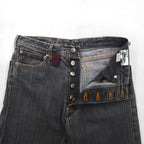 VIVIENNE WESTWOOD MAN Orb Embroidered Denim Pants, Size M, Gray, Cotton, Made in Japan