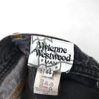 VIVIENNE WESTWOOD MAN Orb Embroidered Denim Pants, Size M, Gray, Cotton, Made in Japan