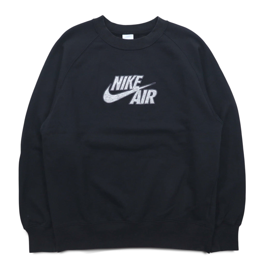 NIKE AIR French Terry Crew Neck Sweatshirt M Black Cotton Swoosh