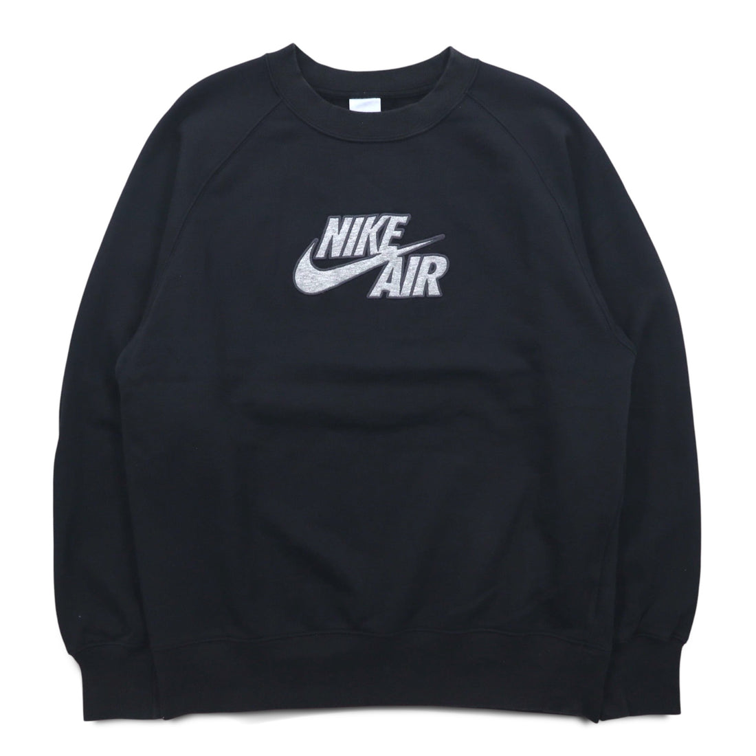 NIKE AIR French Terry Crew Neck Sweatshirt M Black Cotton Swoosh