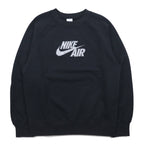 NIKE AIR French Terry Crew Neck Sweatshirt M Black Cotton Swoosh