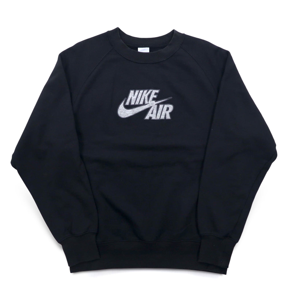 NIKE AIR French Terry Crew Neck Sweatshirt M Black Cotton Swoosh