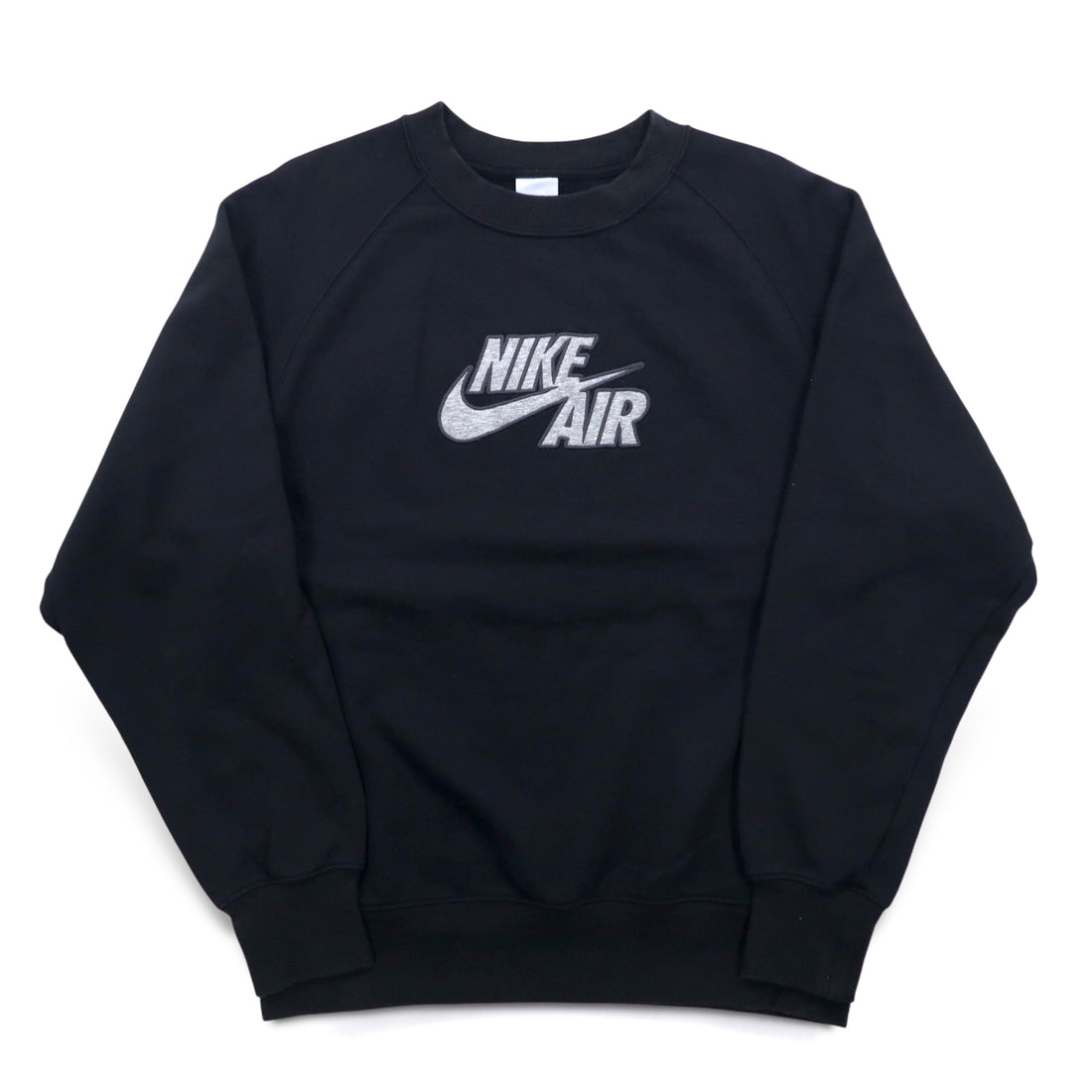 NIKE AIR French Terry Crew Neck Sweatshirt M Black Cotton Swoosh