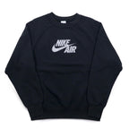 NIKE AIR French Terry Crew Neck Sweatshirt M Black Cotton Swoosh