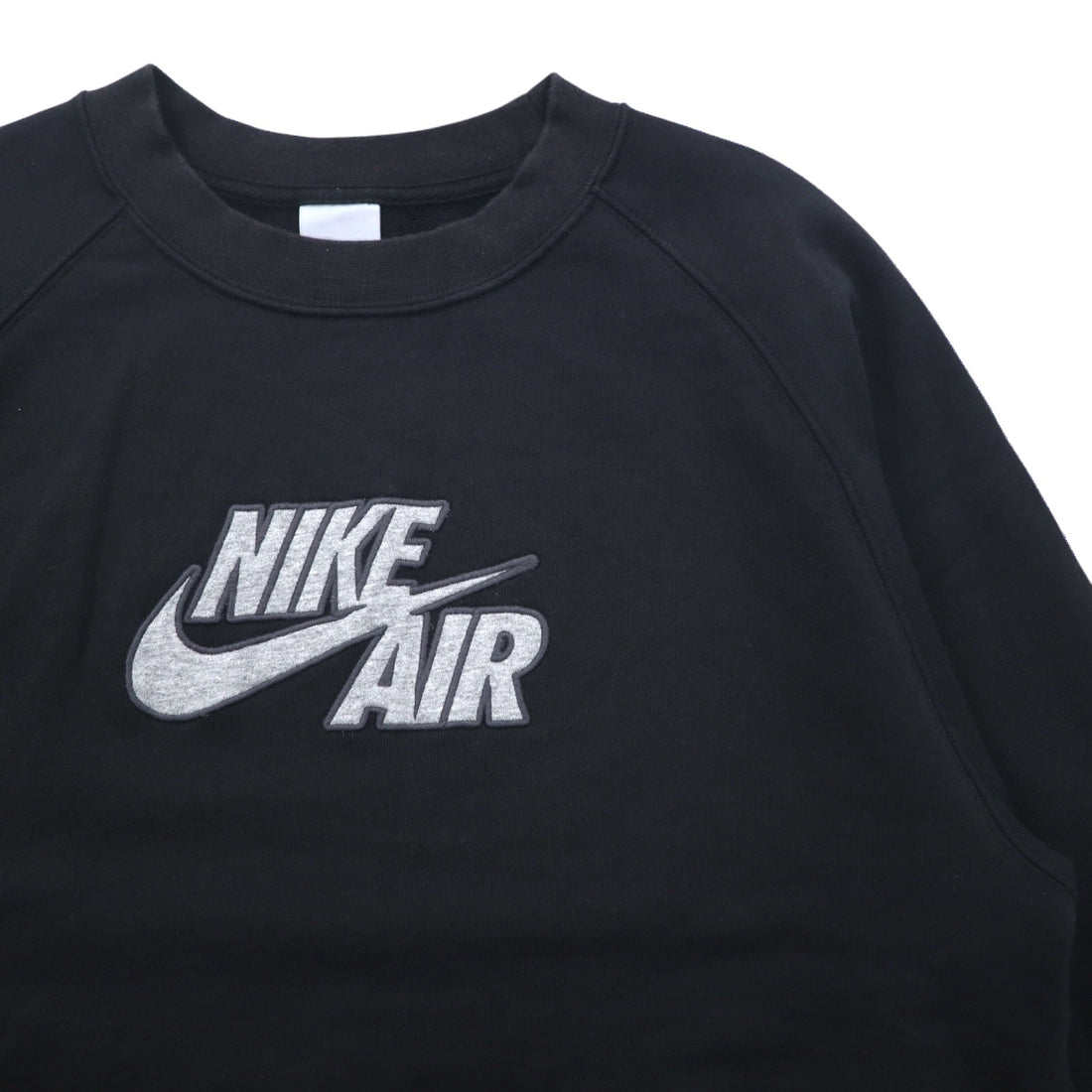 NIKE AIR French Terry Crew Neck Sweatshirt M Black Cotton Swoosh
