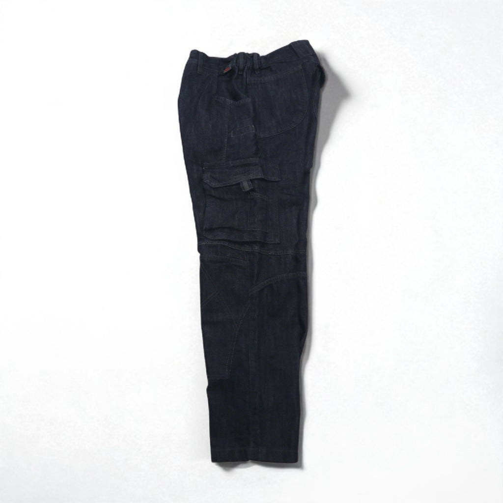 2000s WURTH MODYF Baggy Denim Cargo Pants, Size L, Dark Indigo, Unused