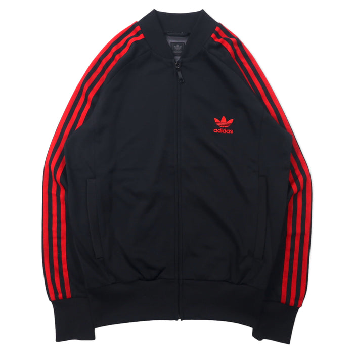 adidas originals スーパースター トラックジャケット ジャージ S ブラック レッド ポリエステル 3ストライプ トレフォイルロゴ刺繍 ATP型 SUPER STAR TRACK TOP