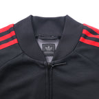 adidas originals スーパースター トラックジャケット ジャージ S ブラック レッド ポリエステル 3ストライプ トレフォイルロゴ刺繍 ATP型 SUPER STAR TRACK TOP