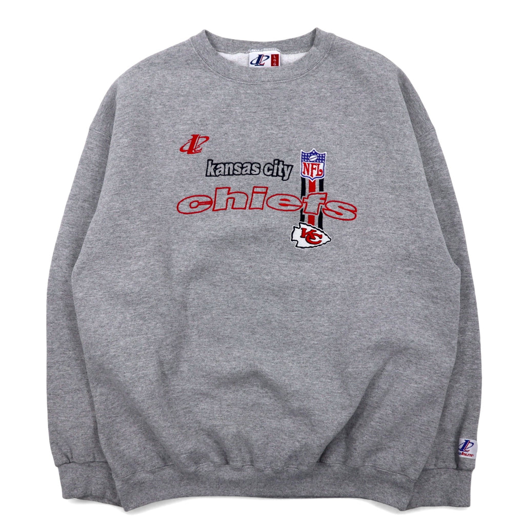 日本然リトテ-古着オンライン-USA製 90年代 LOGO ATHLETIC NFL 刺繍 ヘビーウエイト スウェット L グレー コットン kansas city chiefs-USA Made 90's LOGO ATHLETIC NFL Embroidery Heavy Weight Sweatshirt L Gray Cotton kansas city chiefs