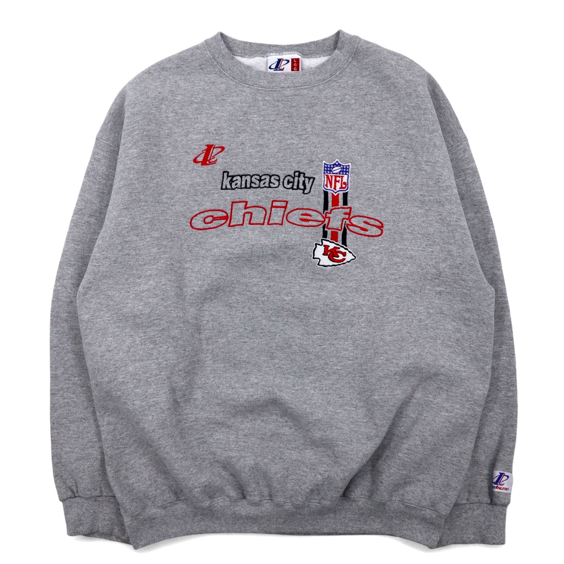 日本然リトテ-古着オンライン-USA製 90年代 LOGO ATHLETIC NFL 刺繍 ヘビーウエイト スウェット L グレー コットン kansas city chiefs-USA Made 90's LOGO ATHLETIC NFL Embroidery Heavy Weight Sweatshirt L Gray Cotton kansas city chiefs
