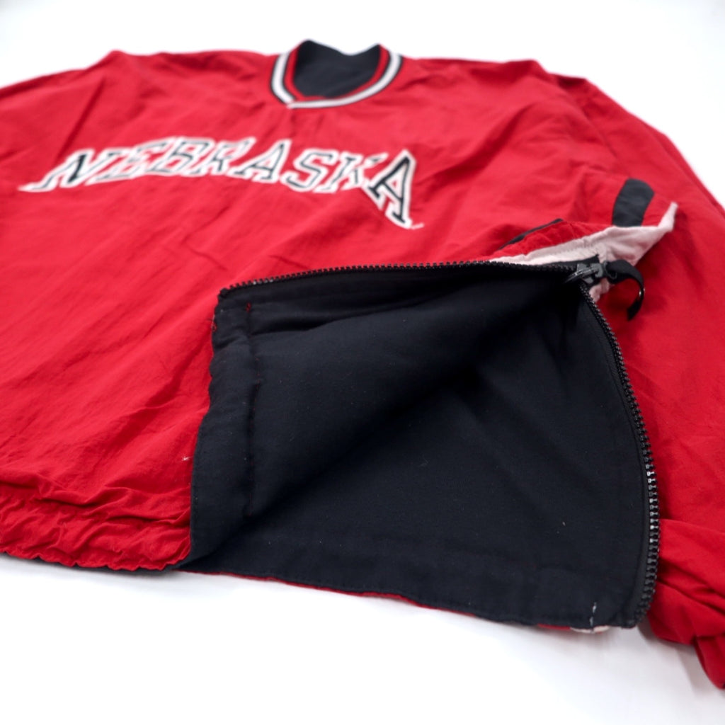 STARTER 90年代 リバーシブル ピステ プルオーバー ナイロンジャケット XL ブラック レッド カレッジ NEBRASKA HUSKERS