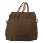PRADA Jacquard Drawstring Tote Bag Shoulder Bag Khaki Nylon Logo Print