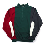 Christian Dior 90s Half Zip Sweatshirt L Green Color Block Crazy Pattern Polyester Cotton