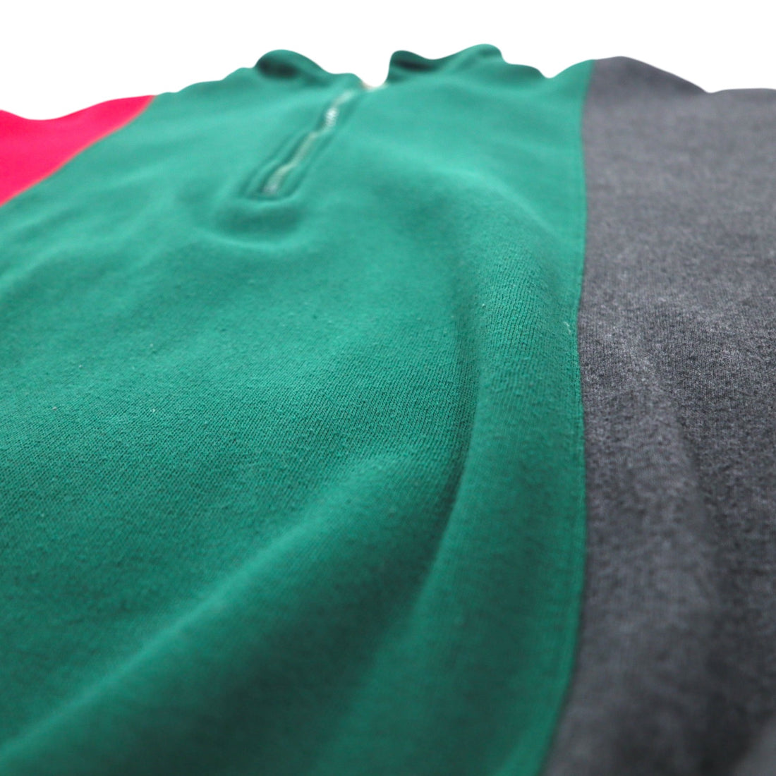 Christian Dior 90s Half Zip Sweatshirt L Green Color Block Crazy Pattern Polyester Cotton