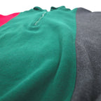 Christian Dior 90s Half Zip Sweatshirt L Green Color Block Crazy Pattern Polyester Cotton