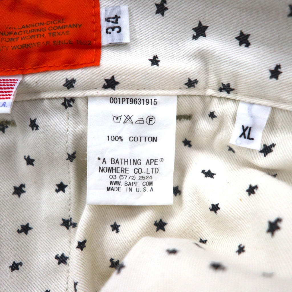 A BATHING APE x Dickies USA-Made Work Chino Pants, Size M, Beige, TALON Zip, 001PT9631915