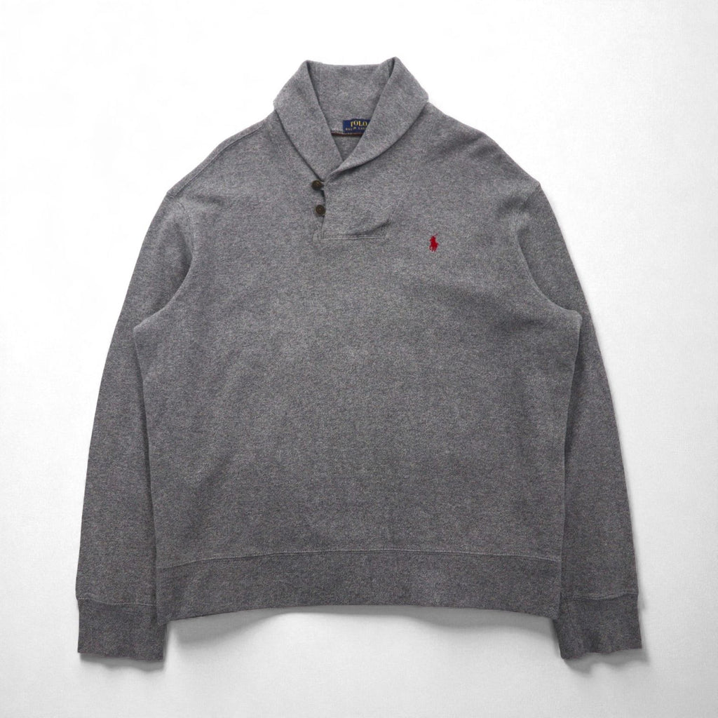 Polo Ralph Lauren Shawl Collar Sweatshirt, XL, Gray Cotton, Small Pony Embroidery
