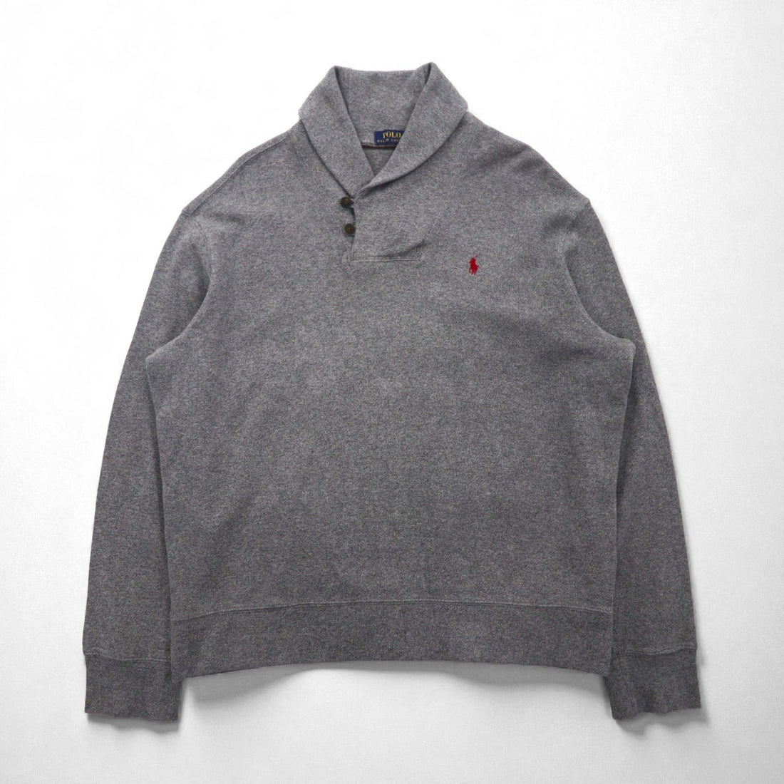 Polo Ralph Lauren Shawl Collar Sweatshirt, XL, Gray Cotton, Small Pony Embroidery