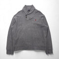 Polo Ralph Lauren Shawl Collar Sweatshirt, XL, Gray Cotton, Small Pony Embroidery