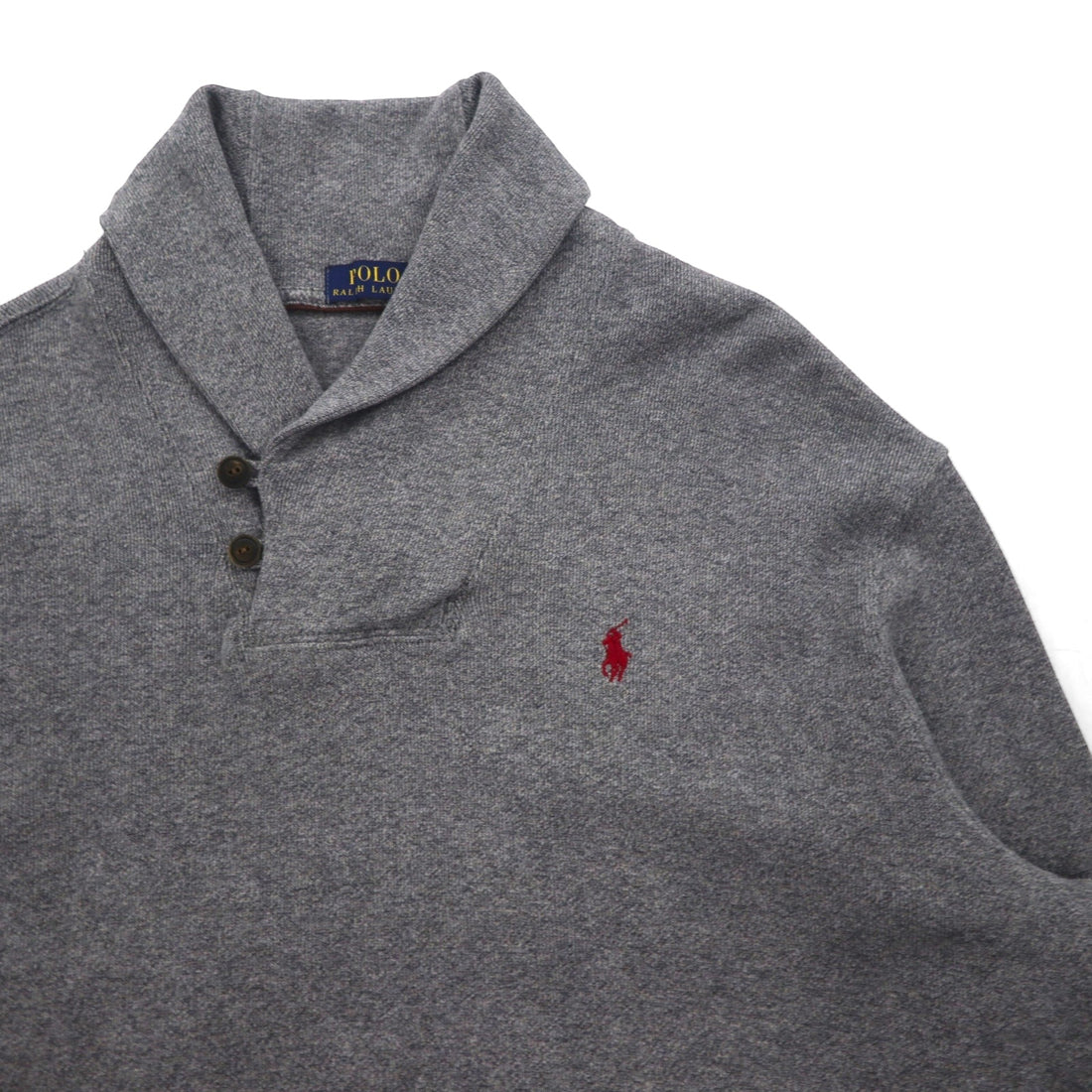 Polo Ralph Lauren Shawl Collar Sweatshirt, XL, Gray Cotton, Small Pony Embroidery