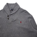 Polo Ralph Lauren Shawl Collar Sweatshirt, XL, Gray Cotton, Small Pony Embroidery
