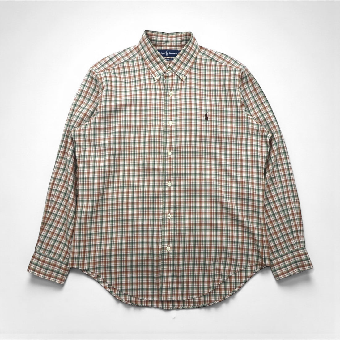 Ralph Lauren 90年代 ボタンダウン シャツ L ブラウン チェック スモールポニー刺繡