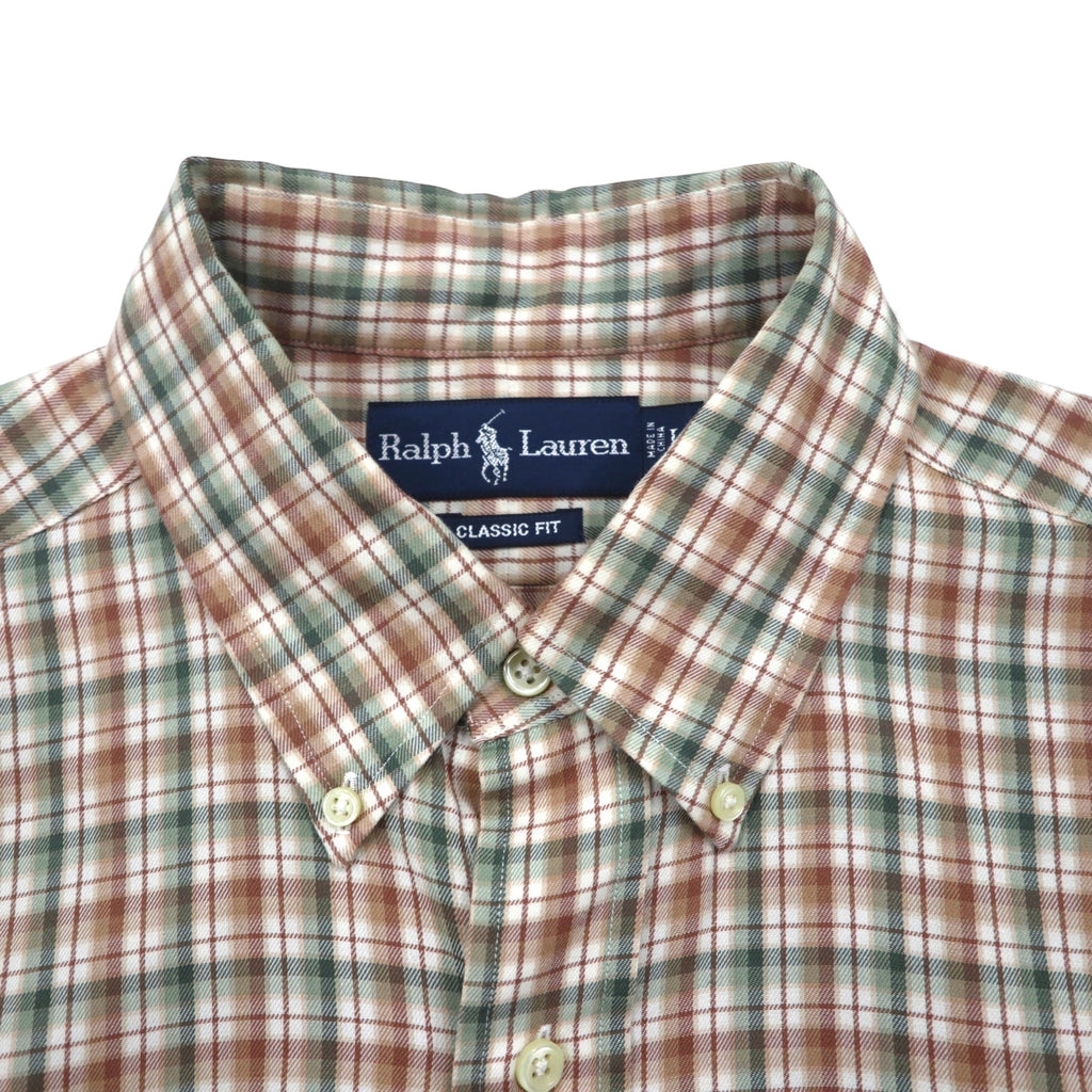 Ralph Lauren 90年代 ボタンダウン シャツ L ブラウン チェック スモールポニー刺繡