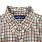 Ralph Lauren 90年代 ボタンダウン シャツ L ブラウン チェック スモールポニー刺繡