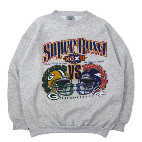 日本然リトテ-古着オンライン-90年代 LOGO7 NFL プリント スウェット L グレー コットン SUPER BOWL-90's LOGO7 NFL Print Sweatshirt L Gray Cotton SUPER BOWL
