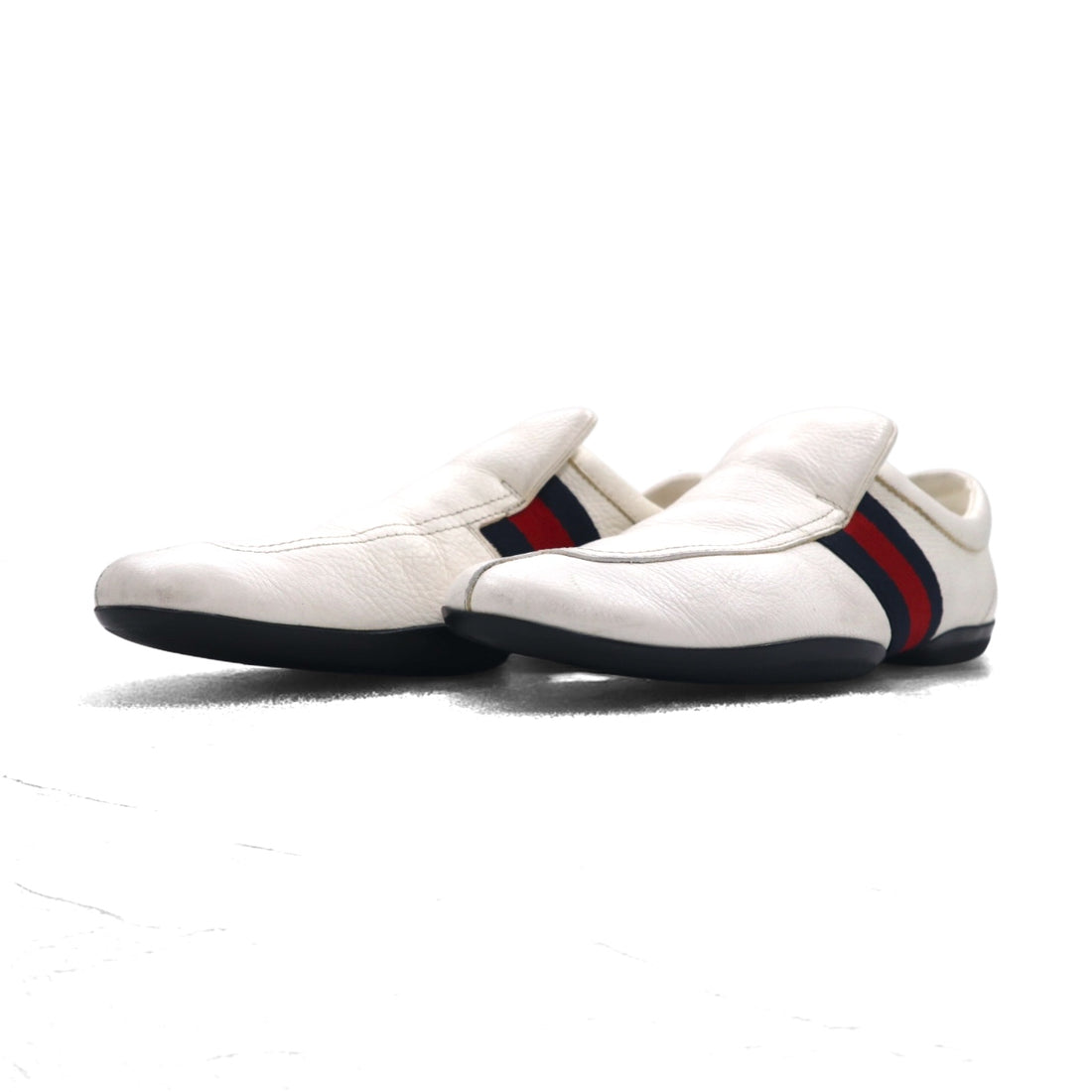 GUCCI Made in Italy Sherry Line Driving Shoes Slip-On Sneakers 28cm White Leather 108445