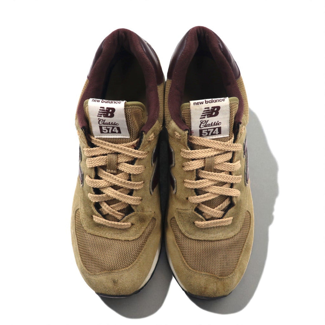 New Balance 574 Suede Sneakers, Size 29cm, Beige with Mesh, ML574VCI