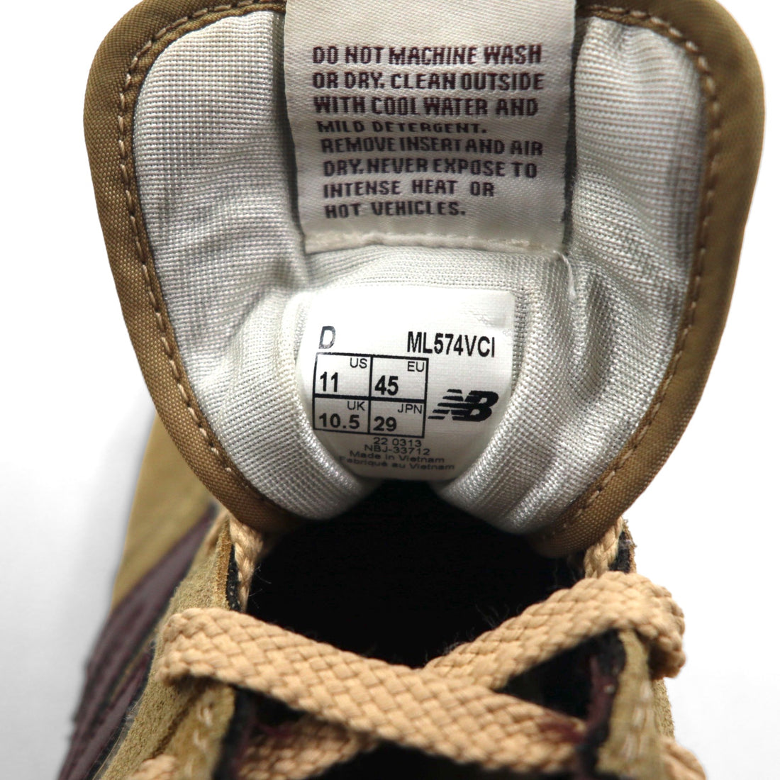 New Balance 574 Suede Sneakers, Size 29cm, Beige with Mesh, ML574VCI