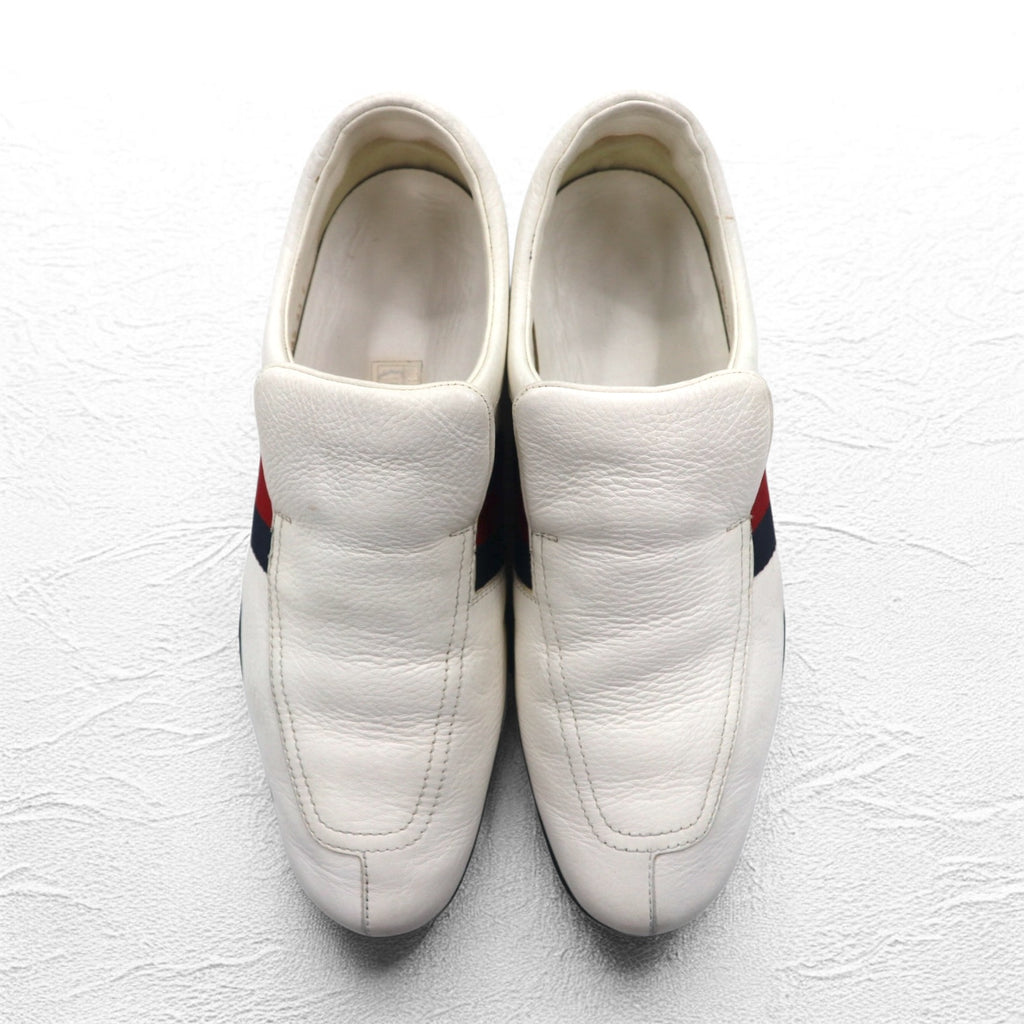 GUCCI Made in Italy Sherry Line Driving Shoes Slip-On Sneakers 28cm White Leather 108445