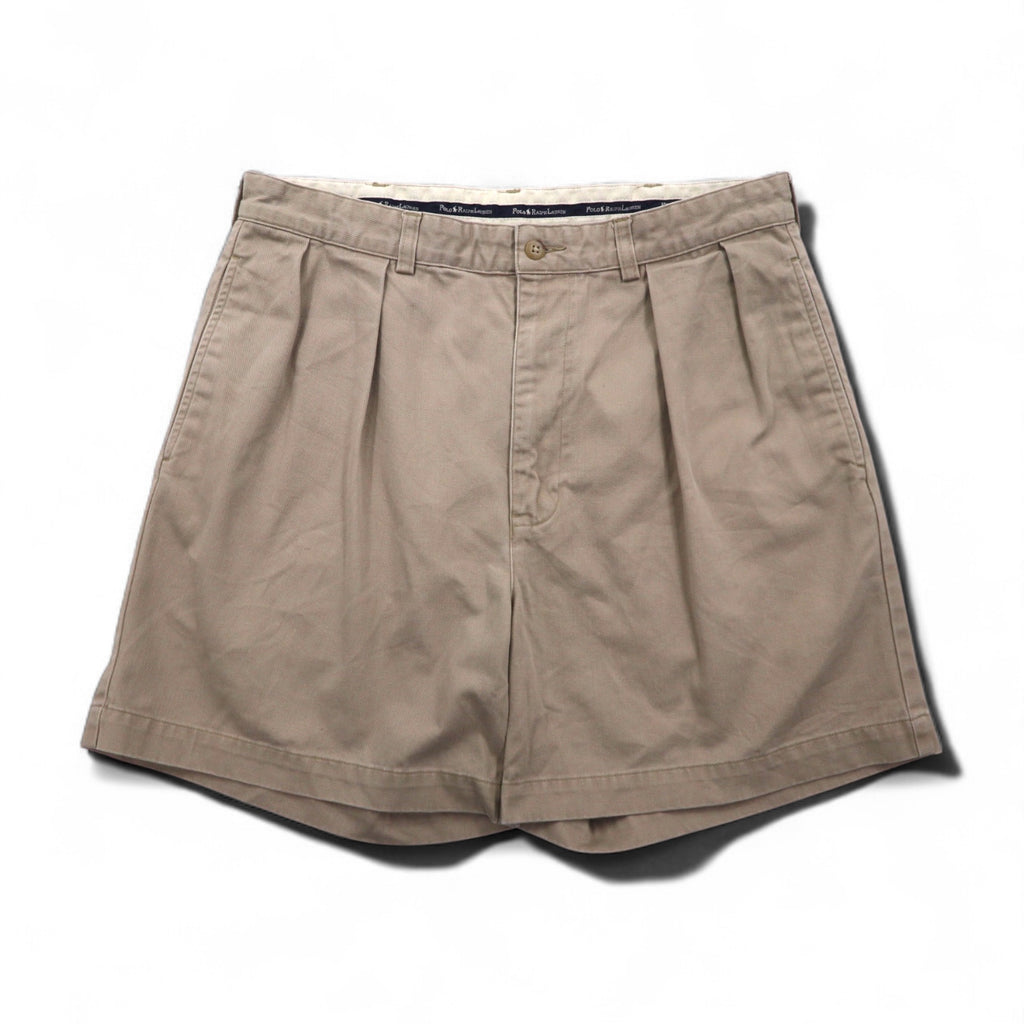 POLO RALPH LAUREN 90年代 ポロチノ 2タック ショート チノパンツ ハーフパンツ M ベージュ コットン