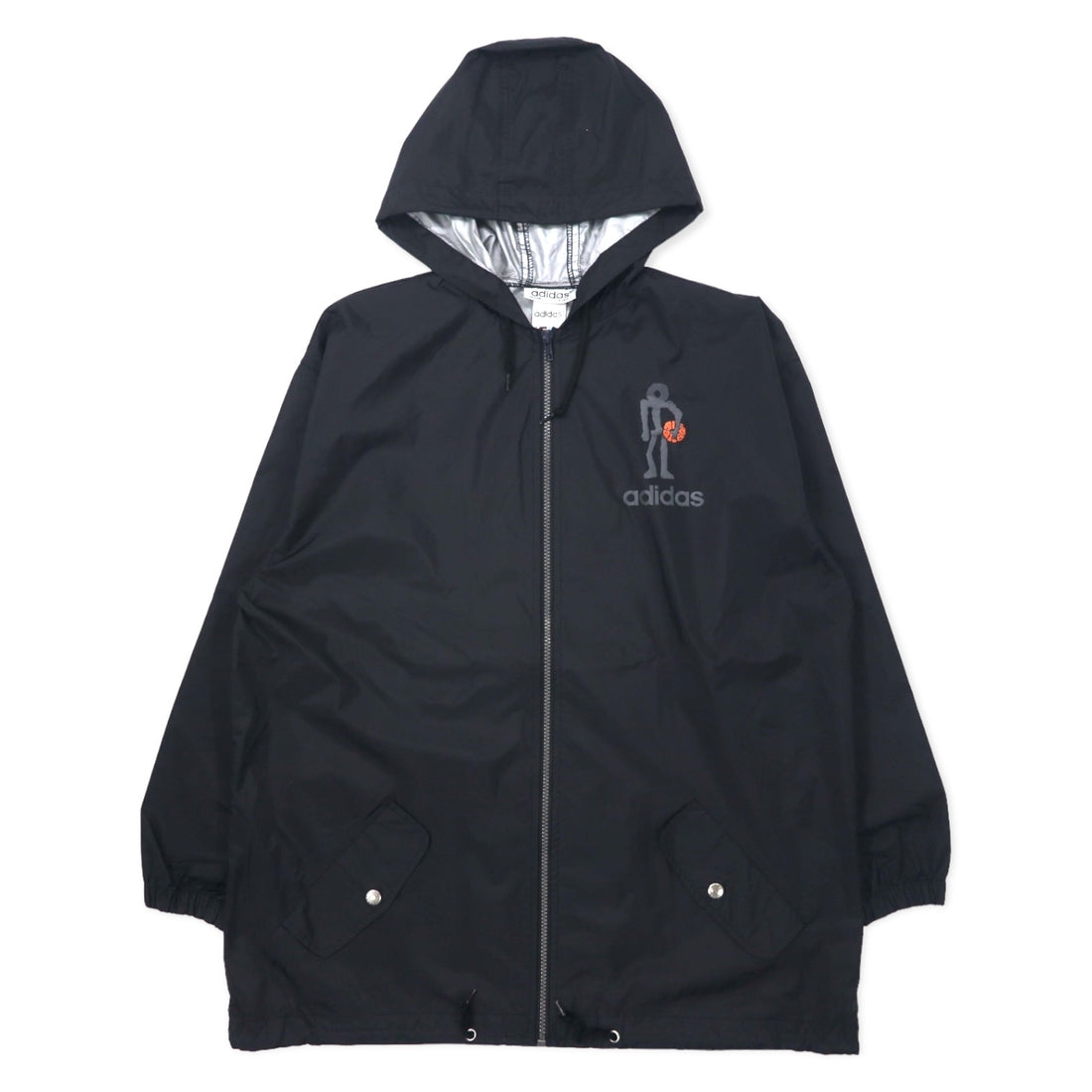 日本然リトテ-古着オンライン-adidas 90年代 シェルパーカー ナイロンジャケット 176 ブラック-adidas 90's Shell Hoodie Windbreaker 176 Black