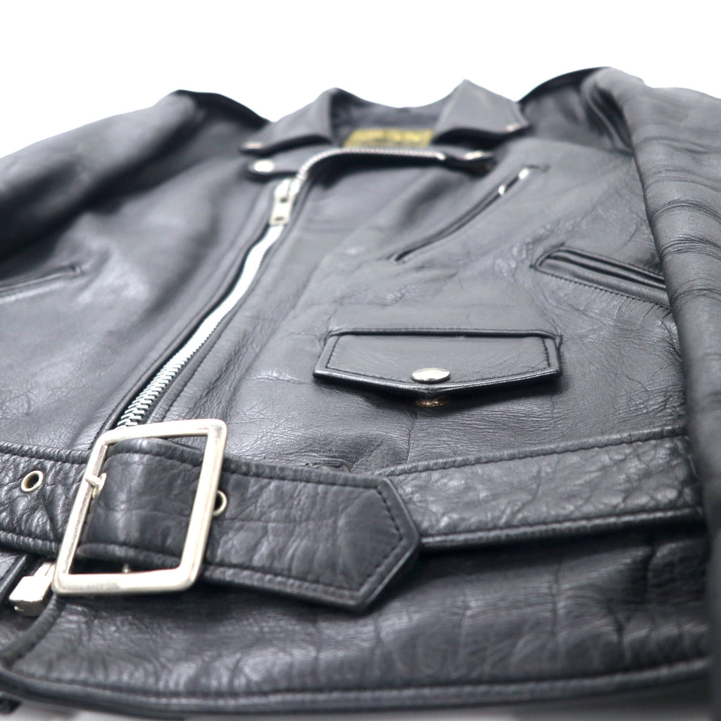 VINTAGE GENUINE LEATHER CUIR NATUREL RIDERS JACKET Double Riders Jacket Leather Jacket 36 Black Quilted Liner