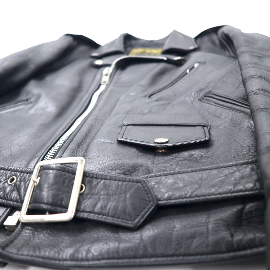 VINTAGE GENUINE LEATHER CUIR NATUREL RIDERS JACKET Double Riders Jacket Leather Jacket 36 Black Quilted Liner