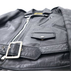 VINTAGE GENUINE LEATHER CUIR NATUREL RIDERS JACKET Double Riders Jacket Leather Jacket 36 Black Quilted Liner