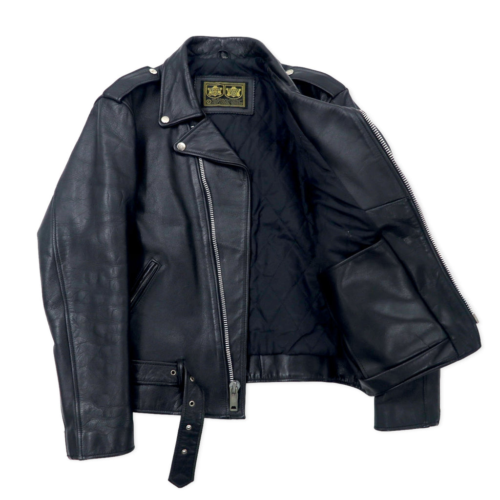 VINTAGE GENUINE LEATHER CUIR NATUREL RIDERS JACKET Double Riders Jacket Leather Jacket 36 Black Quilted Liner
