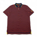RLX RALPH LAUREN ストレッチメッシュ ポロシャツ L ボーダー ネイビー オレンジ ポリエステル