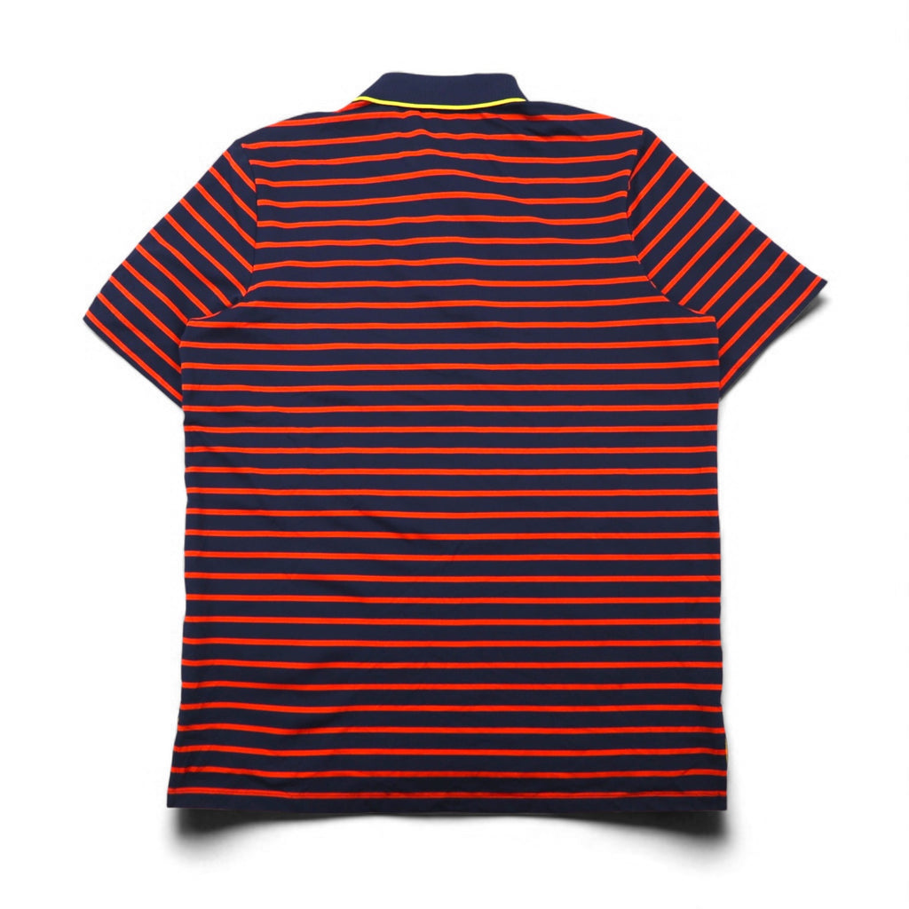 RLX RALPH LAUREN ストレッチメッシュ ポロシャツ L ボーダー ネイビー オレンジ ポリエステル