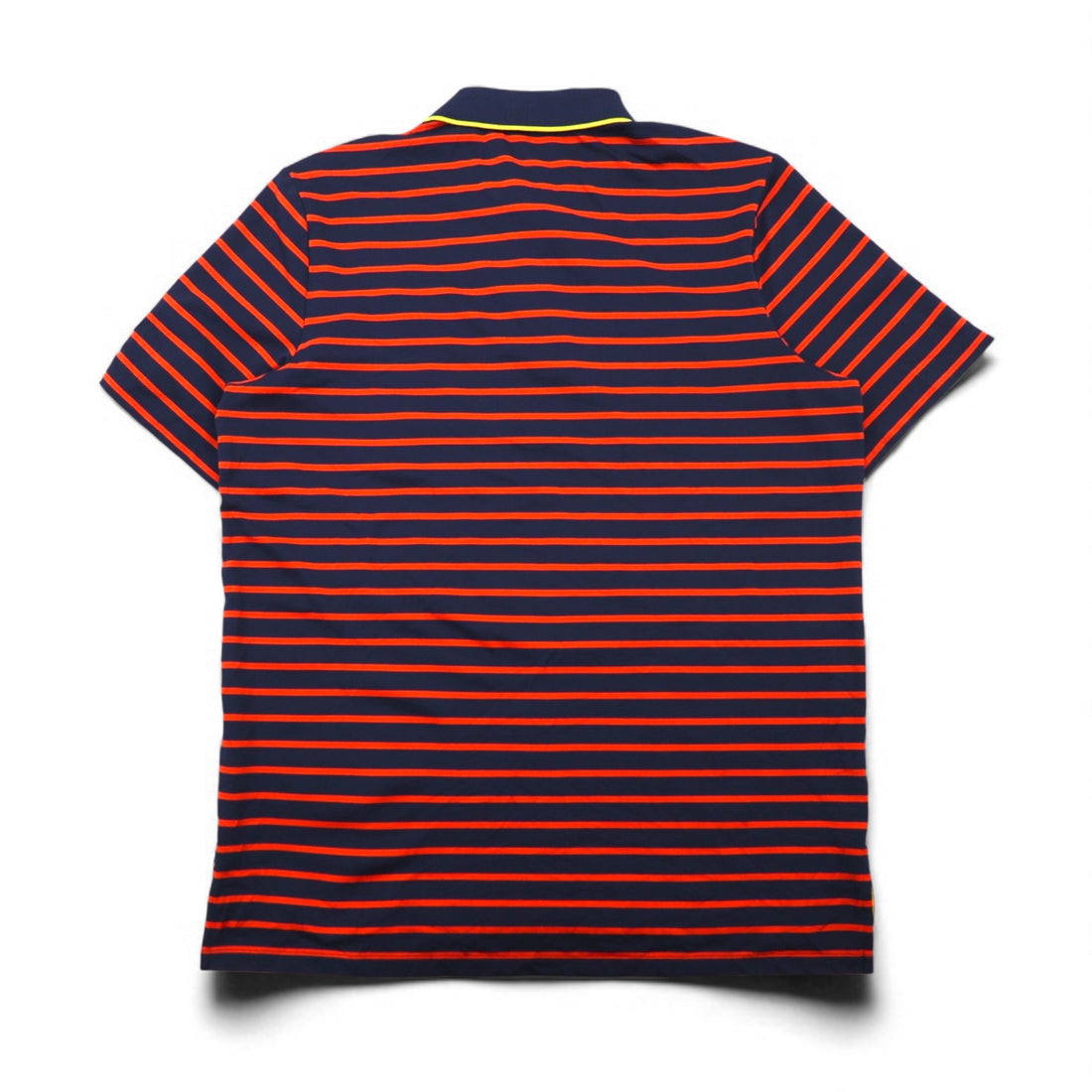 RLX RALPH LAUREN ストレッチメッシュ ポロシャツ L ボーダー ネイビー オレンジ ポリエステル