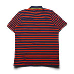 RLX RALPH LAUREN ストレッチメッシュ ポロシャツ L ボーダー ネイビー オレンジ ポリエステル