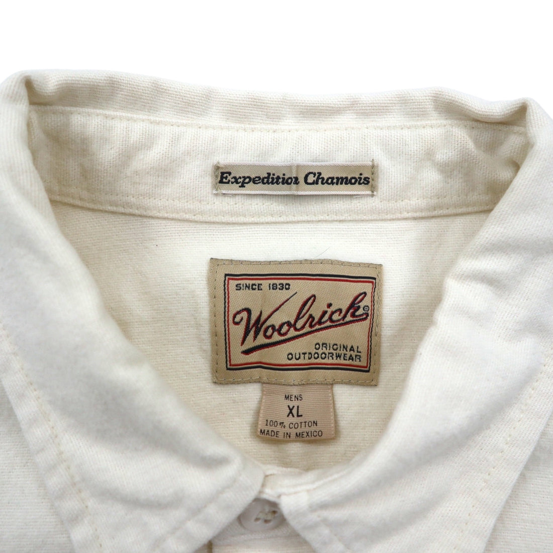 Woolrich 90s Chamois Cloth Flannel Work Shirt, XL, White, Expedition Chamois, Double Pocket