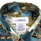 Vintage 90s Japan Made Retro Shirt mio SIROCCO Poly Shirt M Multicolor All-over Pattern Art